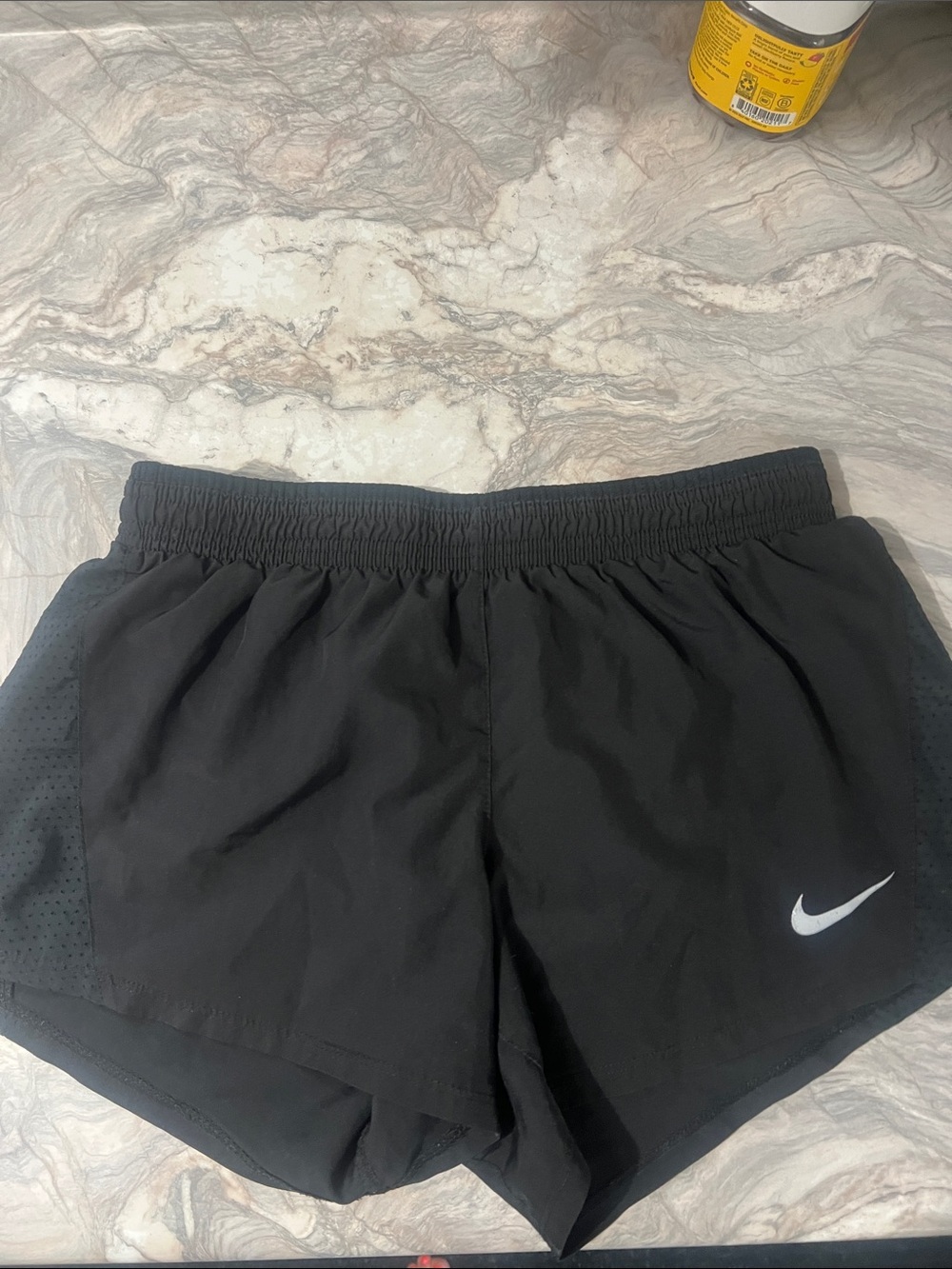 Nike Black Women's Athletic Shorts with White Swoosh